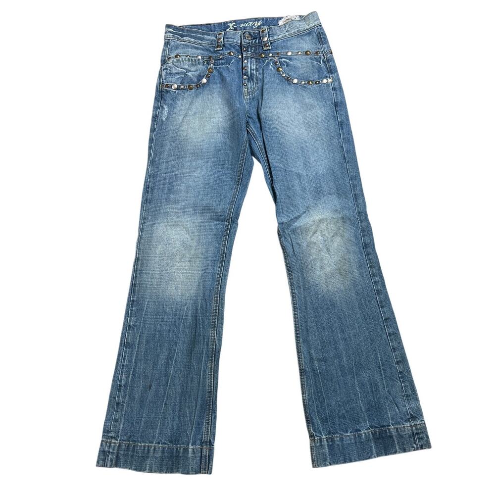 X-Ray XY Jeans Ribbed 32 Women's Denim Jeans Factory Distressed Ribbed Boot Cut